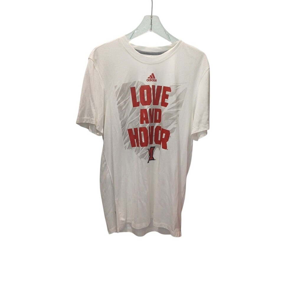 Adidas ClimaCool T-Shirt Men’s Size L White Graphic Love And Honor Athletic